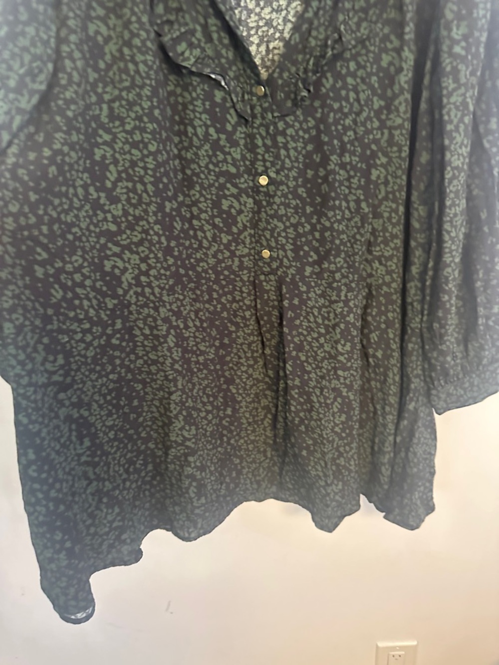 Zara Black Floral Mini Dress with Green Print - Picture 5 of 7